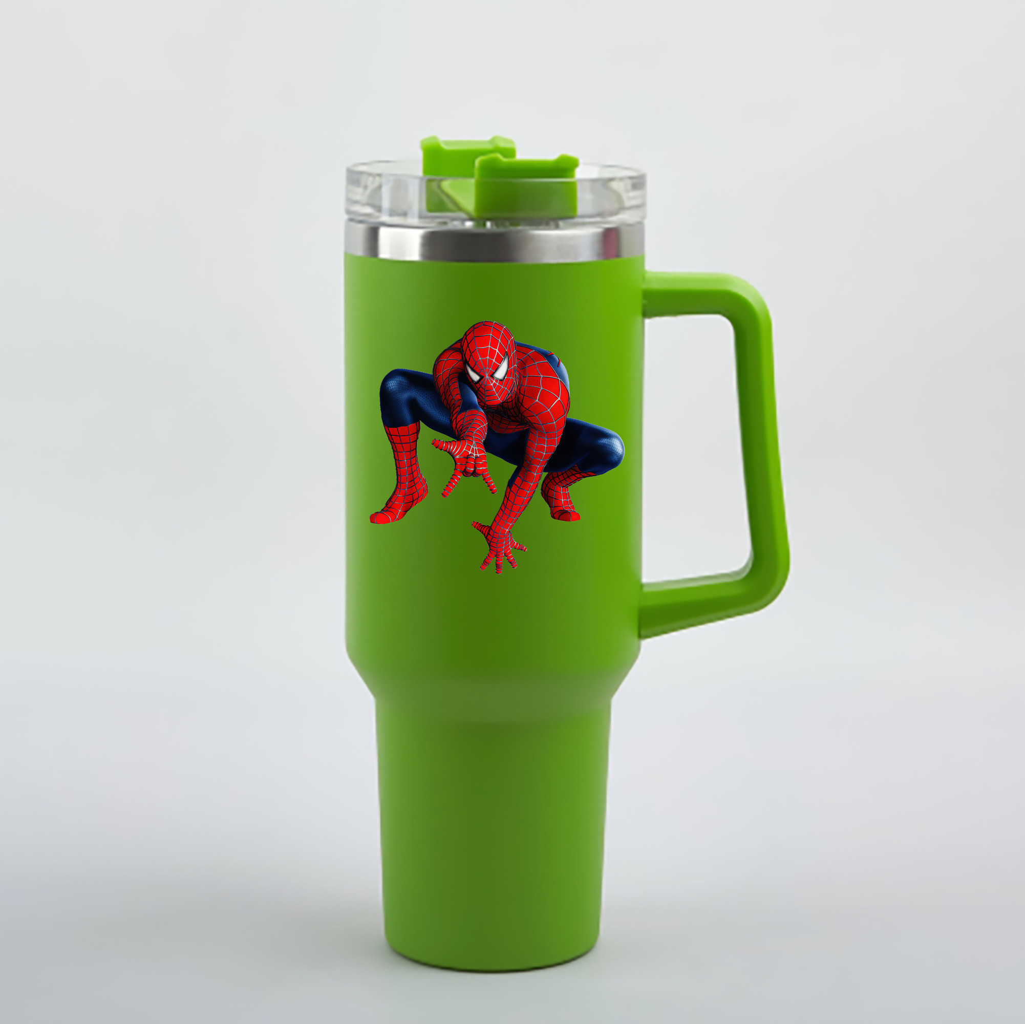 （画像用） Spider Man スパイダーマン 1200mL車用タンブラー - クリスタルステッカー（プラスチックストロー付き）
